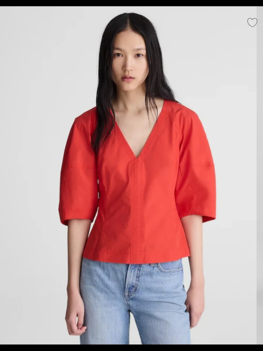 Madewell NWT Sculptural V-Neck Puff Sleeve Top - Women